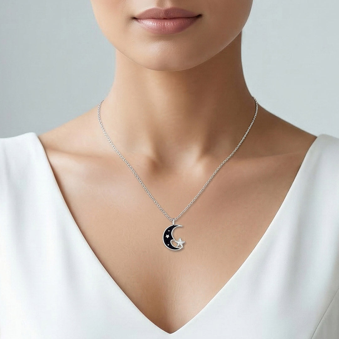 MoonStar Silver Charm Necklace