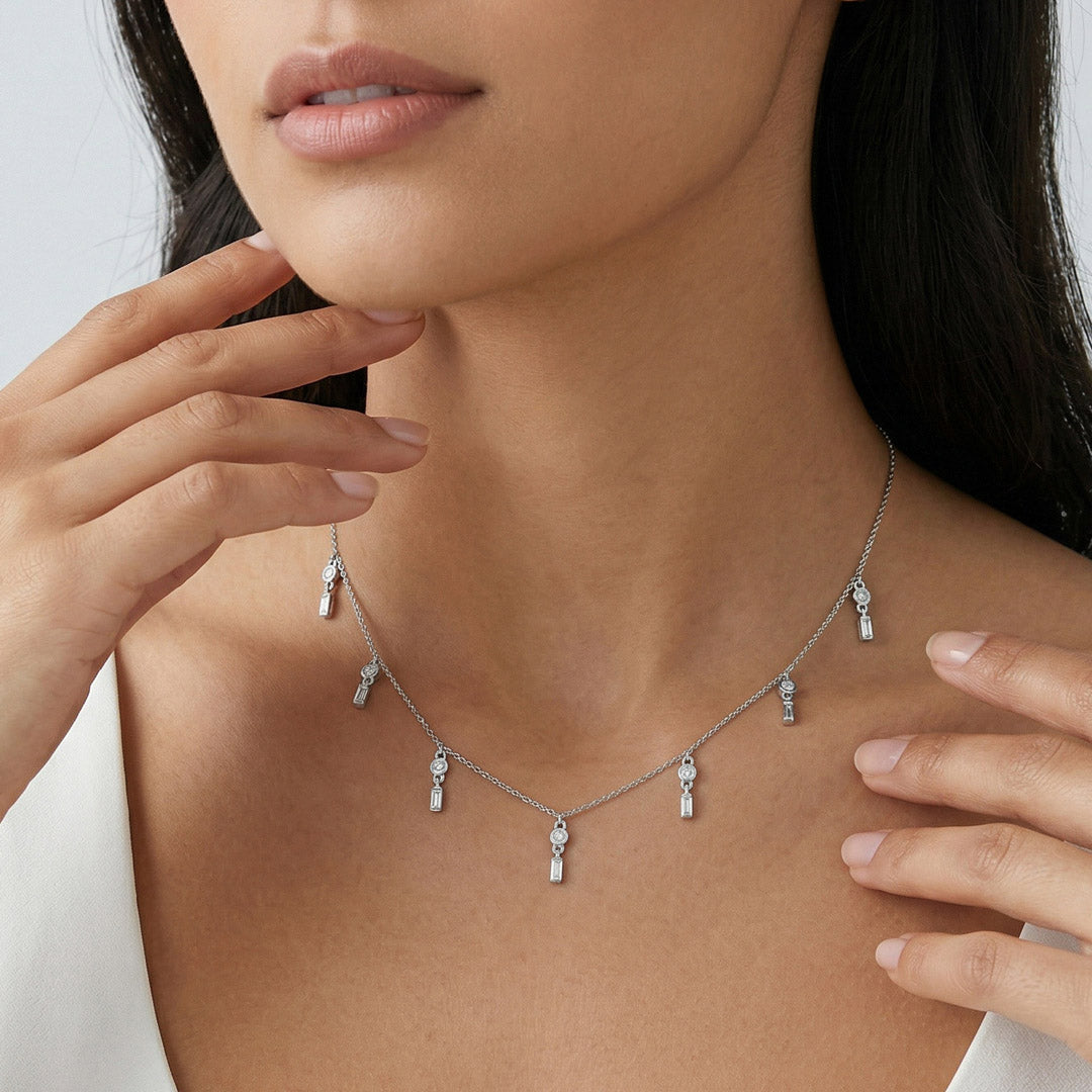 Imperial Veil Silver Modern Necklace