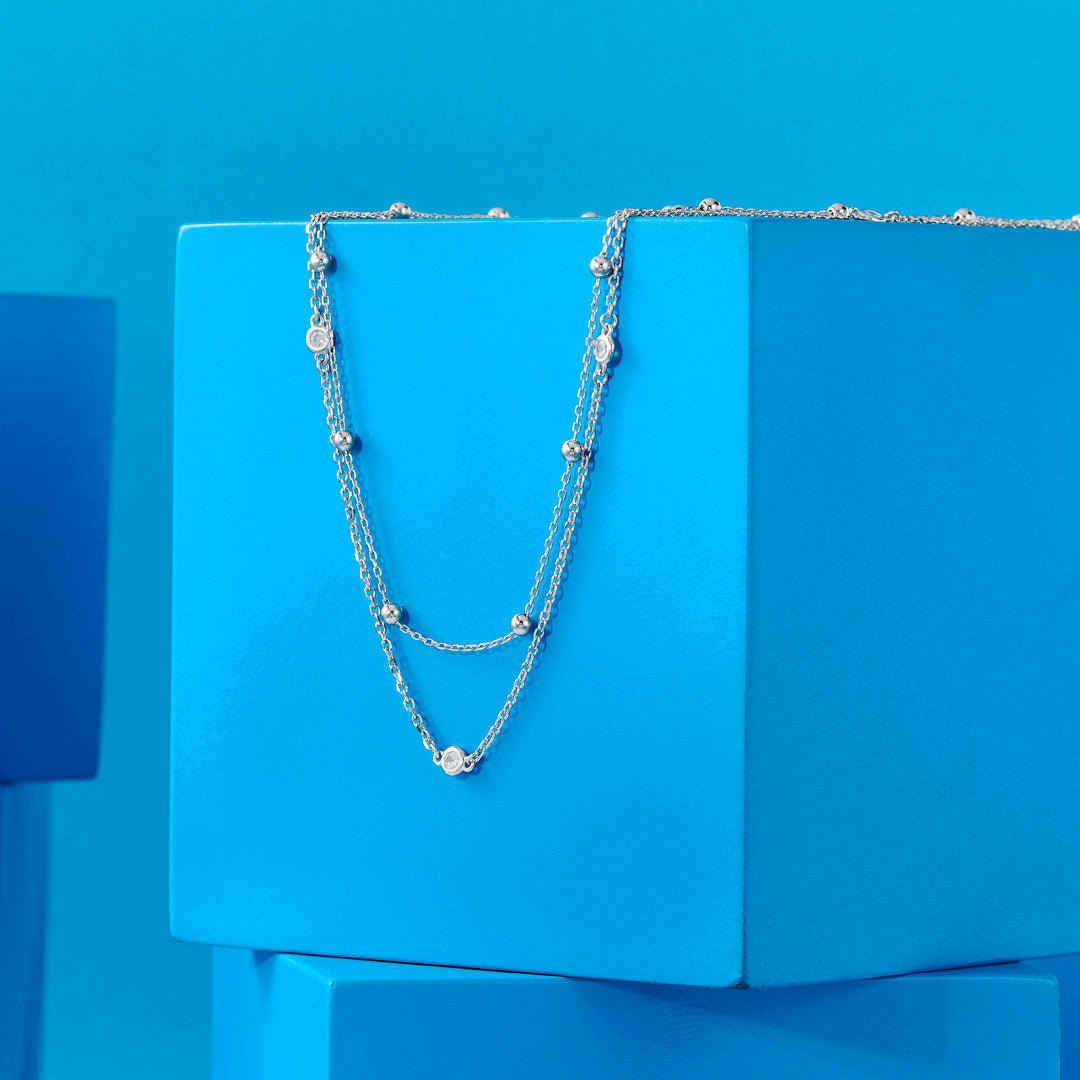 Shine Mode Silver Multi Layered Necklace
