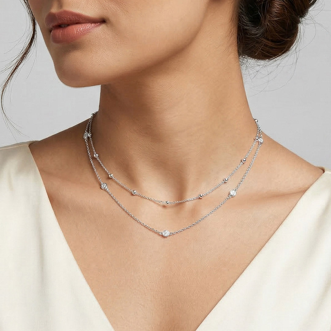 Shine Mode Silver Multi Layered Necklace