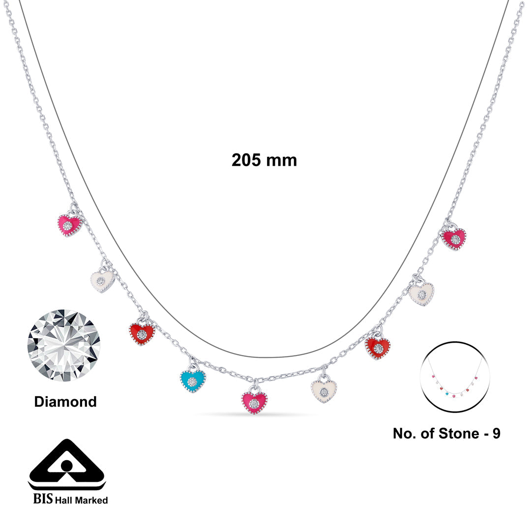 Kaleido Hearts Silver Charm Necklace