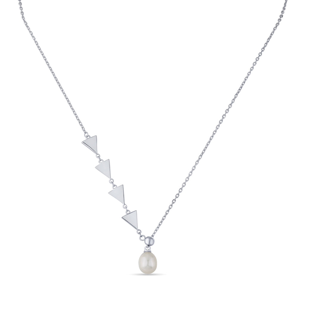 Arrows & Pearl Silver Modern Necklace