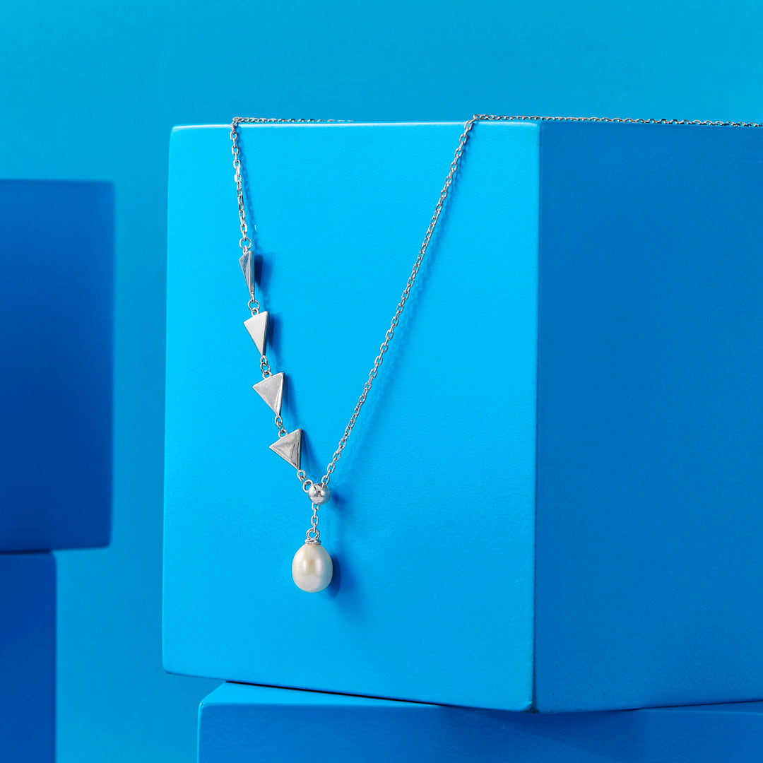 Arrows & Pearl Silver Modern Necklace