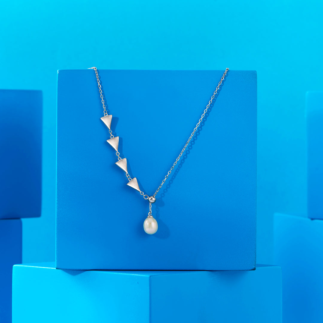 Arrows & Pearl Silver Modern Necklace