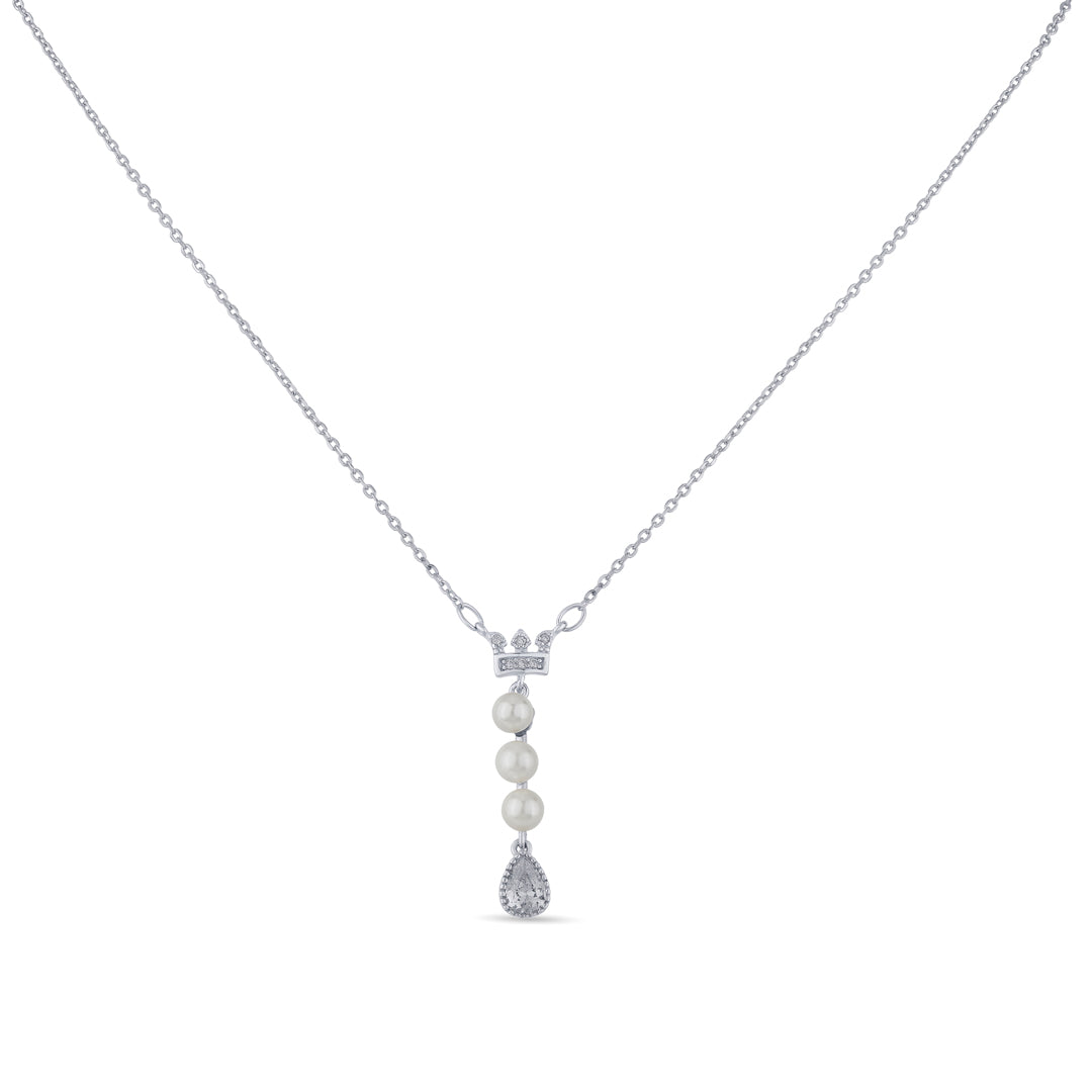 Pearl Queen Silver Lariate Necklace