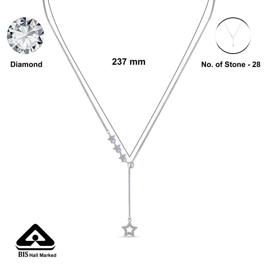 Starry Luxe Silver Lariate Necklace