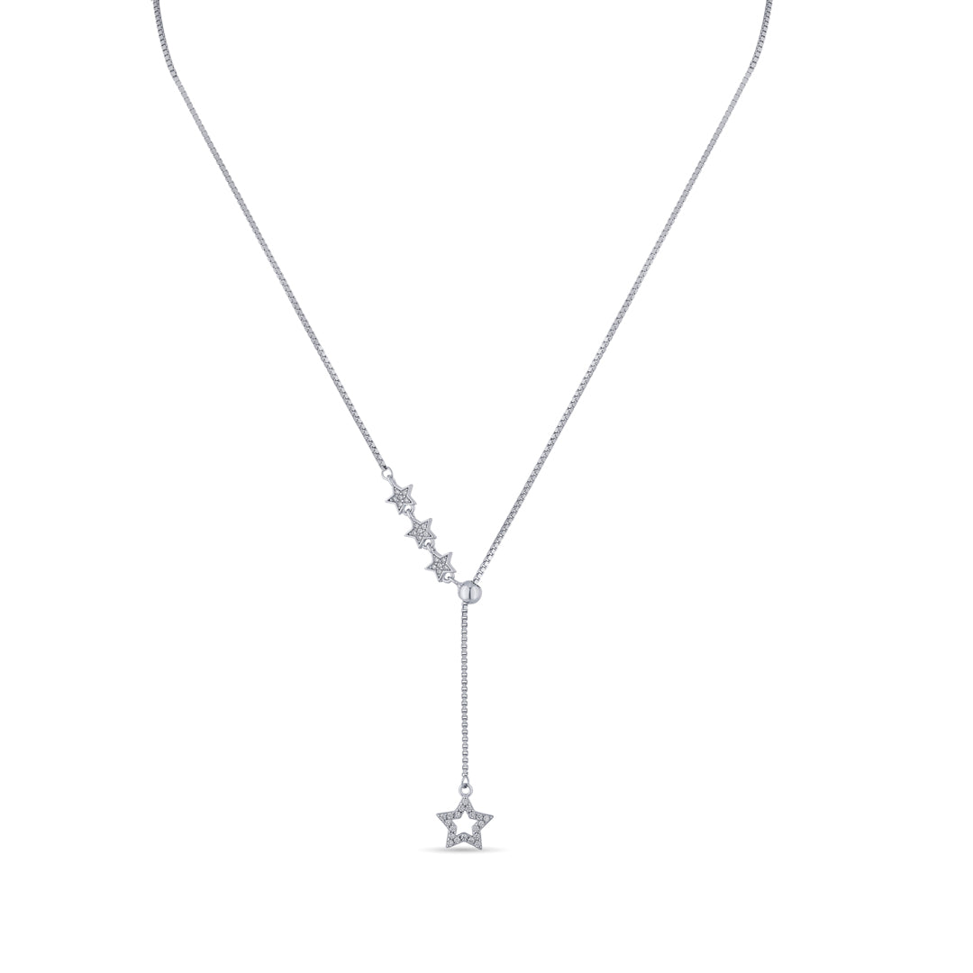 Starry Luxe Silver Lariate Necklace