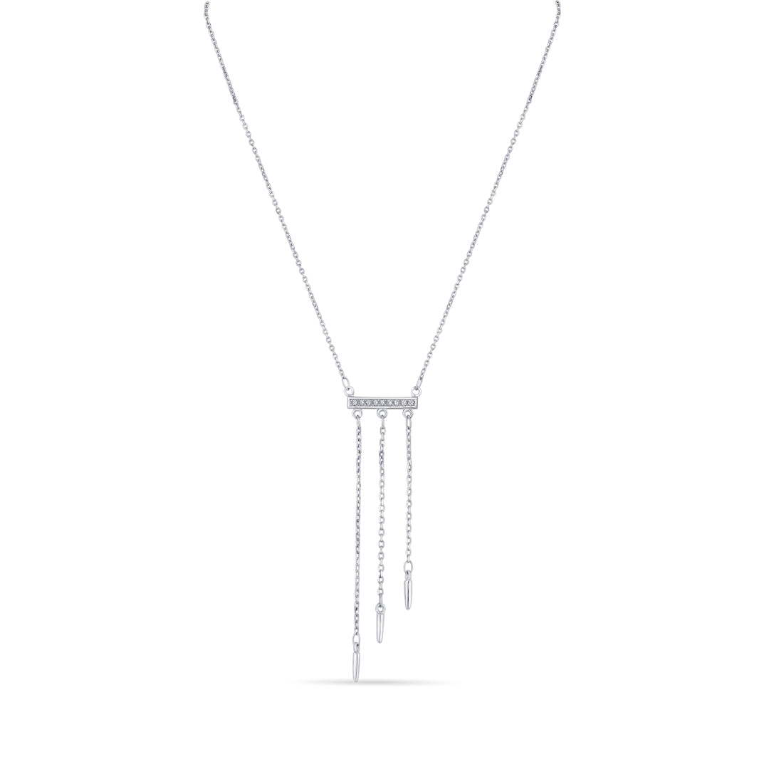 Regal Line Silver Lariate Necklace