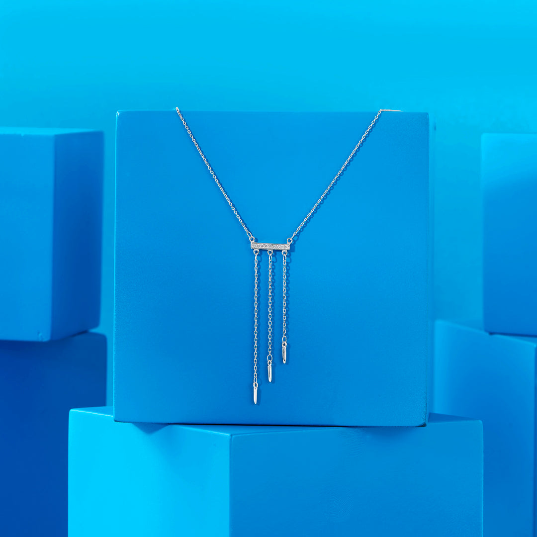Regal Line Silver Lariate Necklace