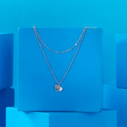Love & Heart Silver Multi Layered Necklace