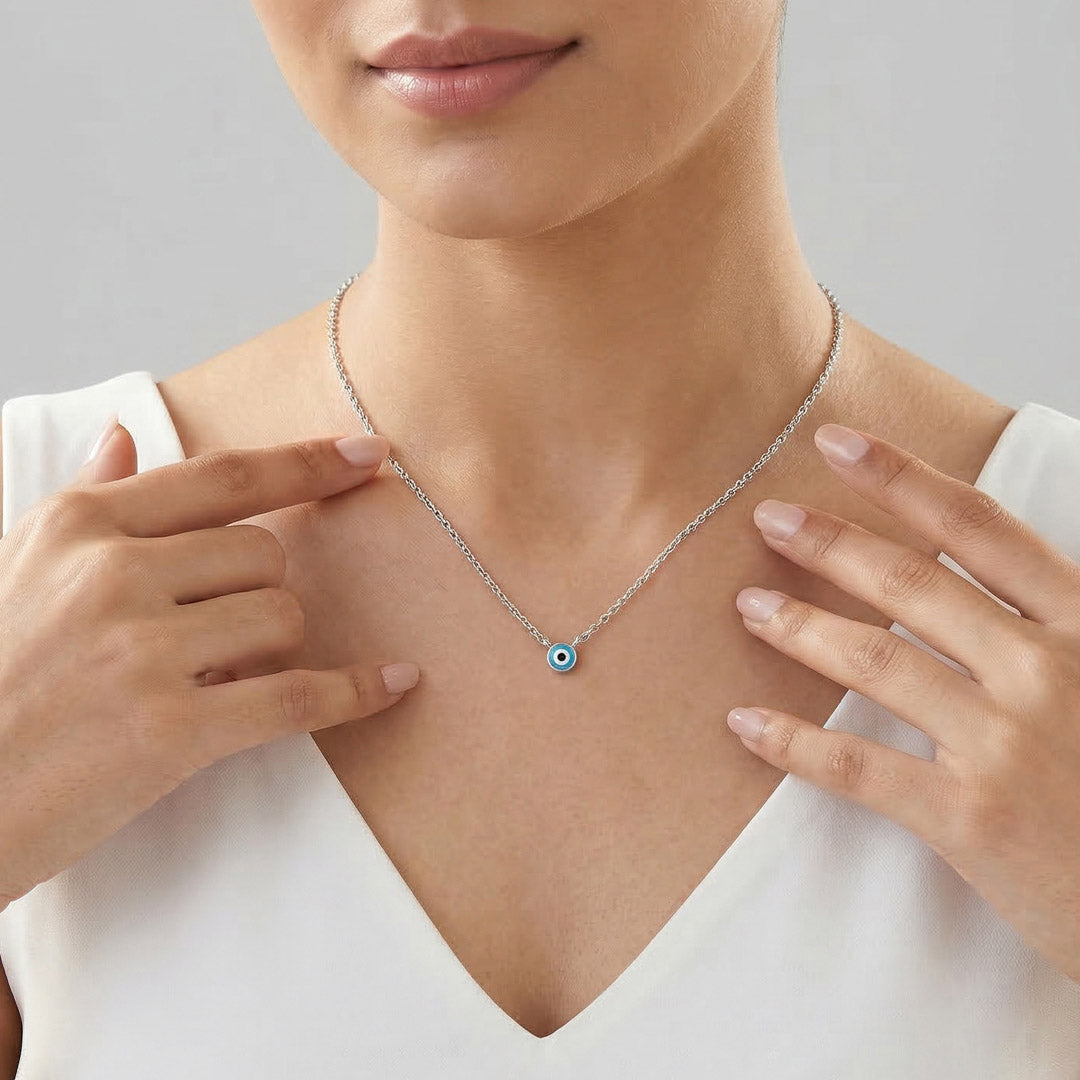 Nazar Amulet Silver Charm Necklace