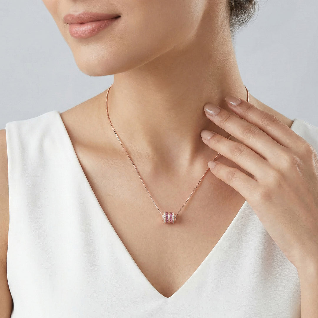 Roseate Muse Silver Modern Necklace