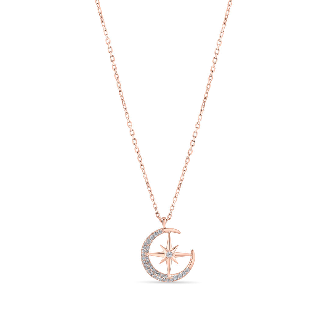 Roseate MoonStar Silver Modern Necklace