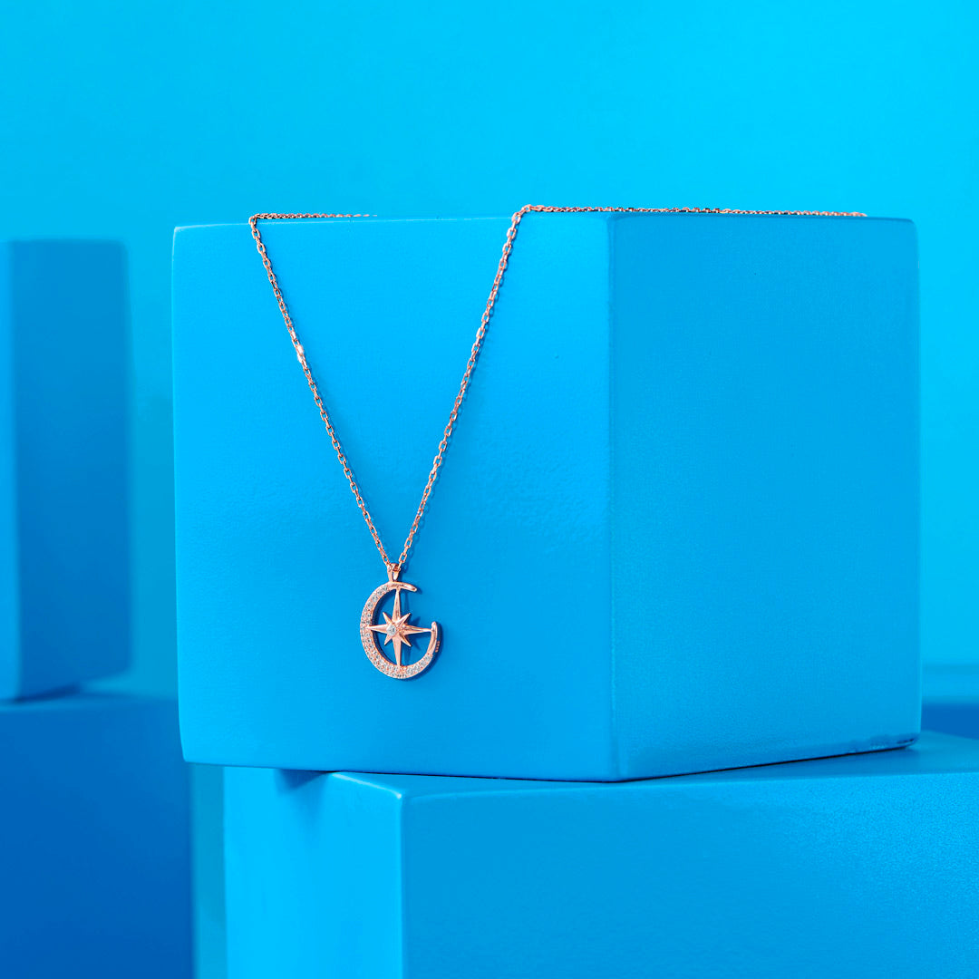 Roseate MoonStar Silver Modern Necklace