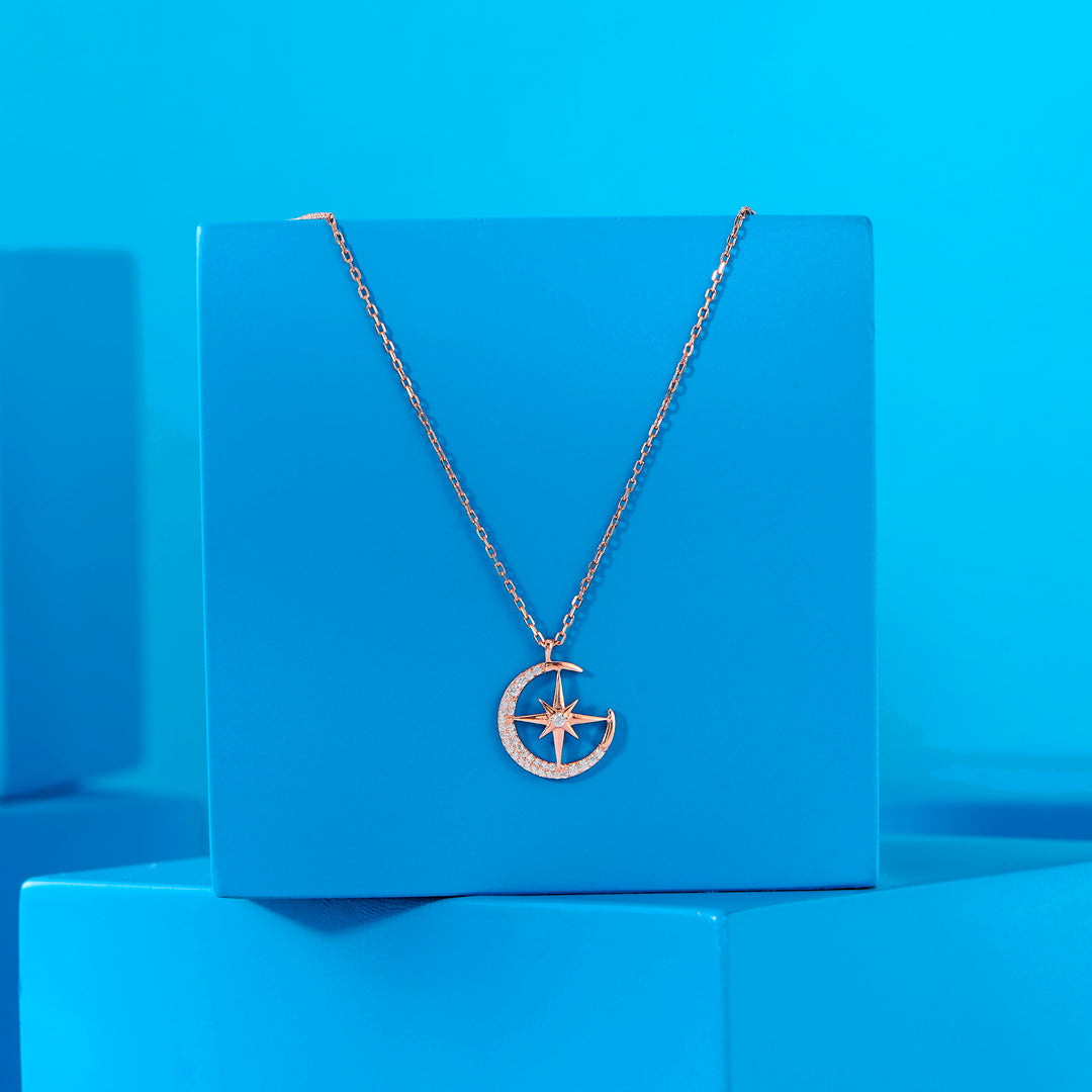 Roseate MoonStar Silver Modern Necklace