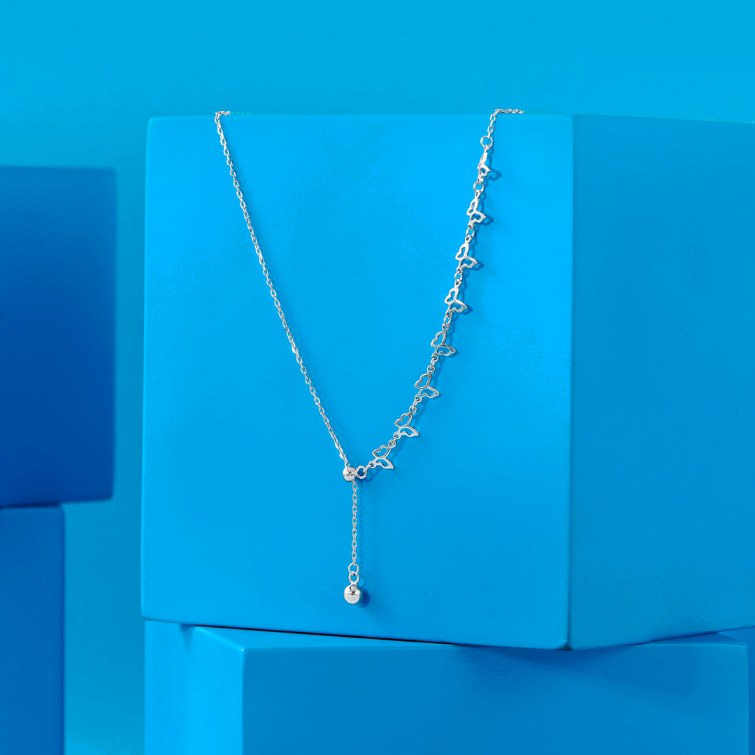 Butterfly Flutter Silver Lariate Necklace