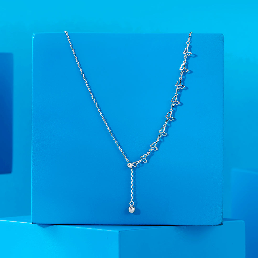 Butterfly Flutter Silver Lariate Necklace