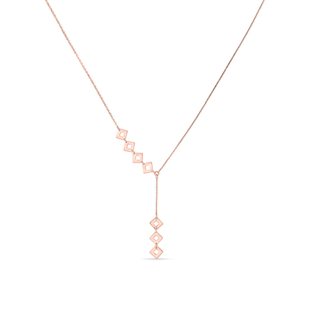 Roseate Edges Silver Lariate Necklace