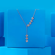 Roseate Edges Silver Lariate Necklace