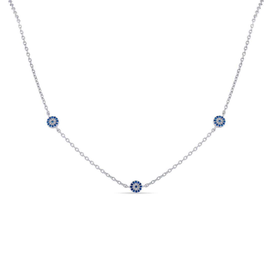 Blue Gleam Silver Charm Necklace