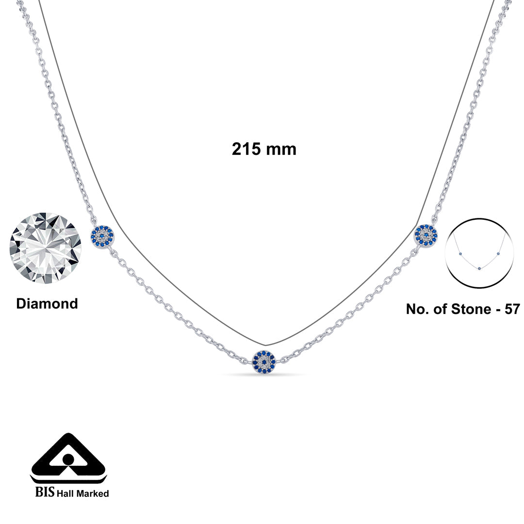 Blue Gleam Silver Charm Necklace