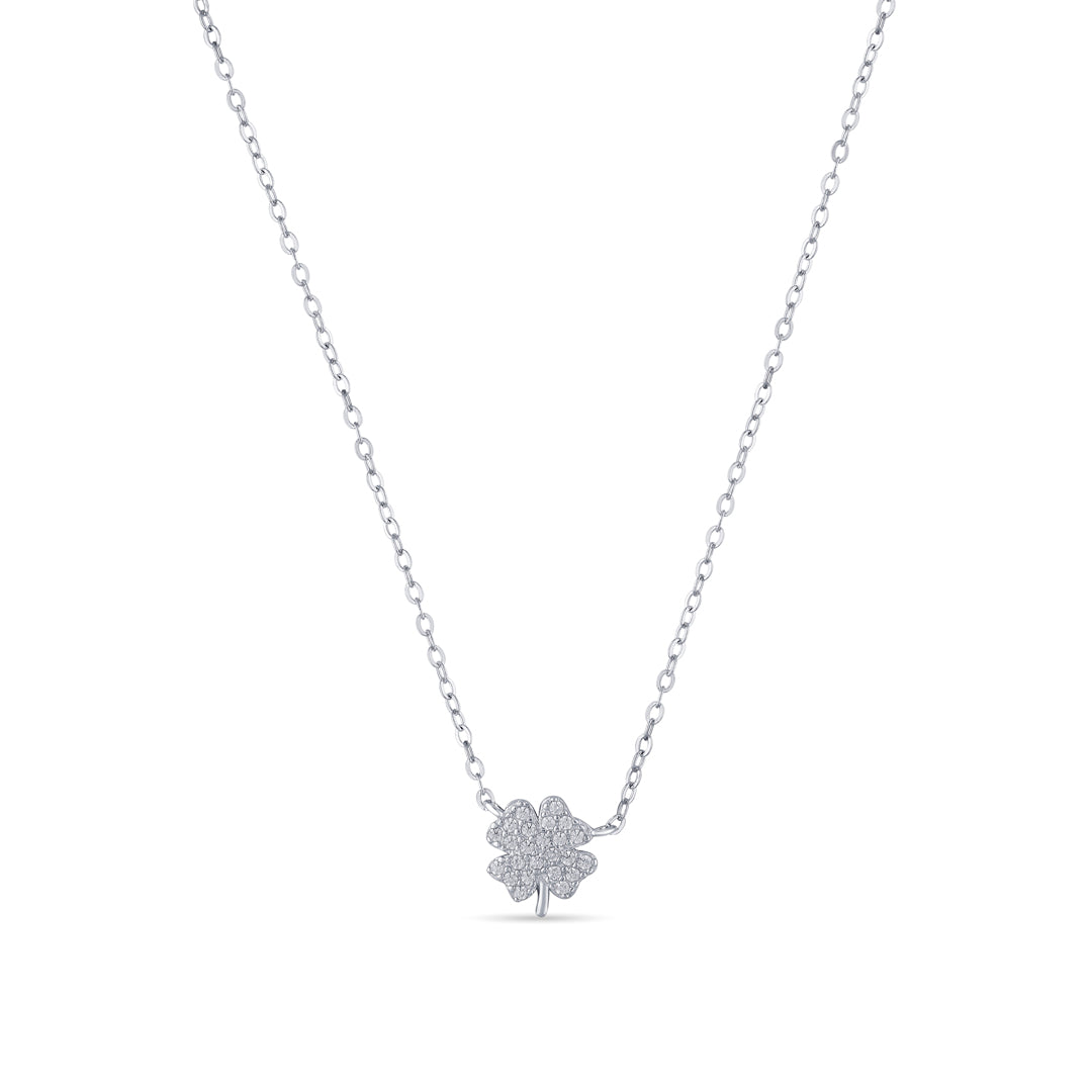 Clover Spark Silver Charm Necklace