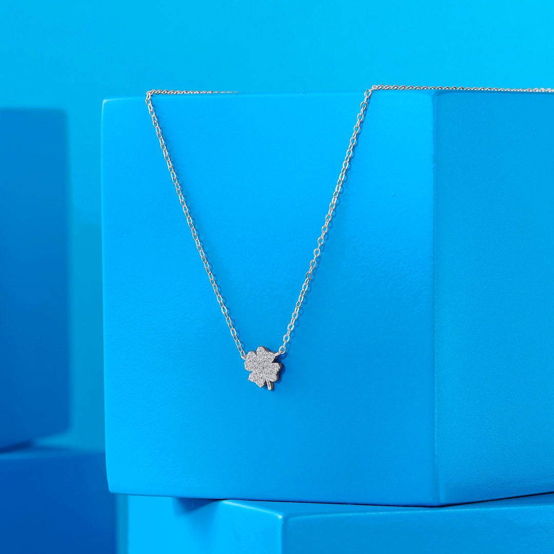 Clover Spark Silver Charm Necklace
