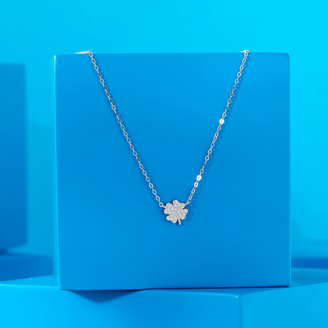 Clover Spark Silver Charm Necklace