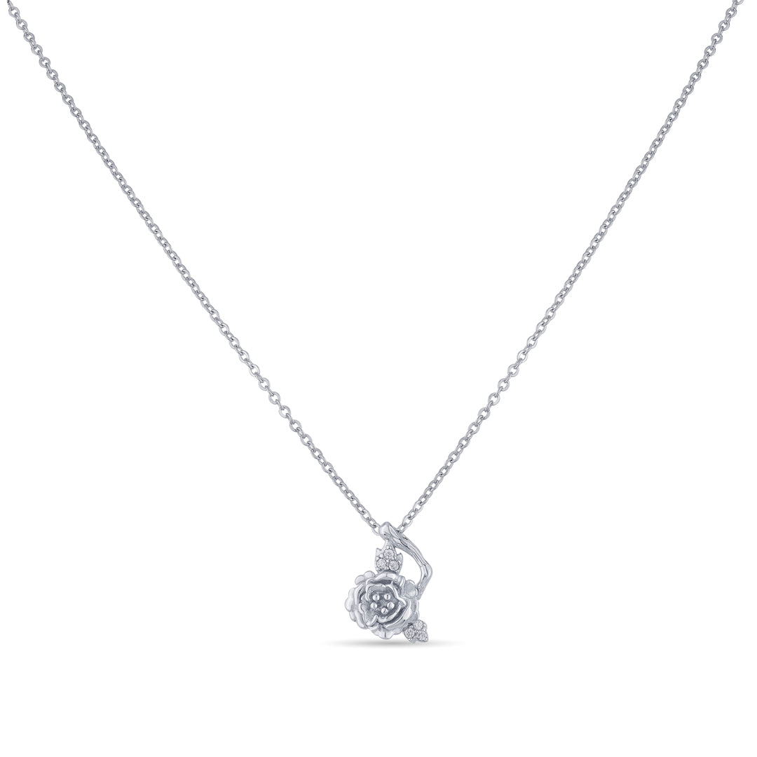 Blooming Rose Silver Modern Necklace