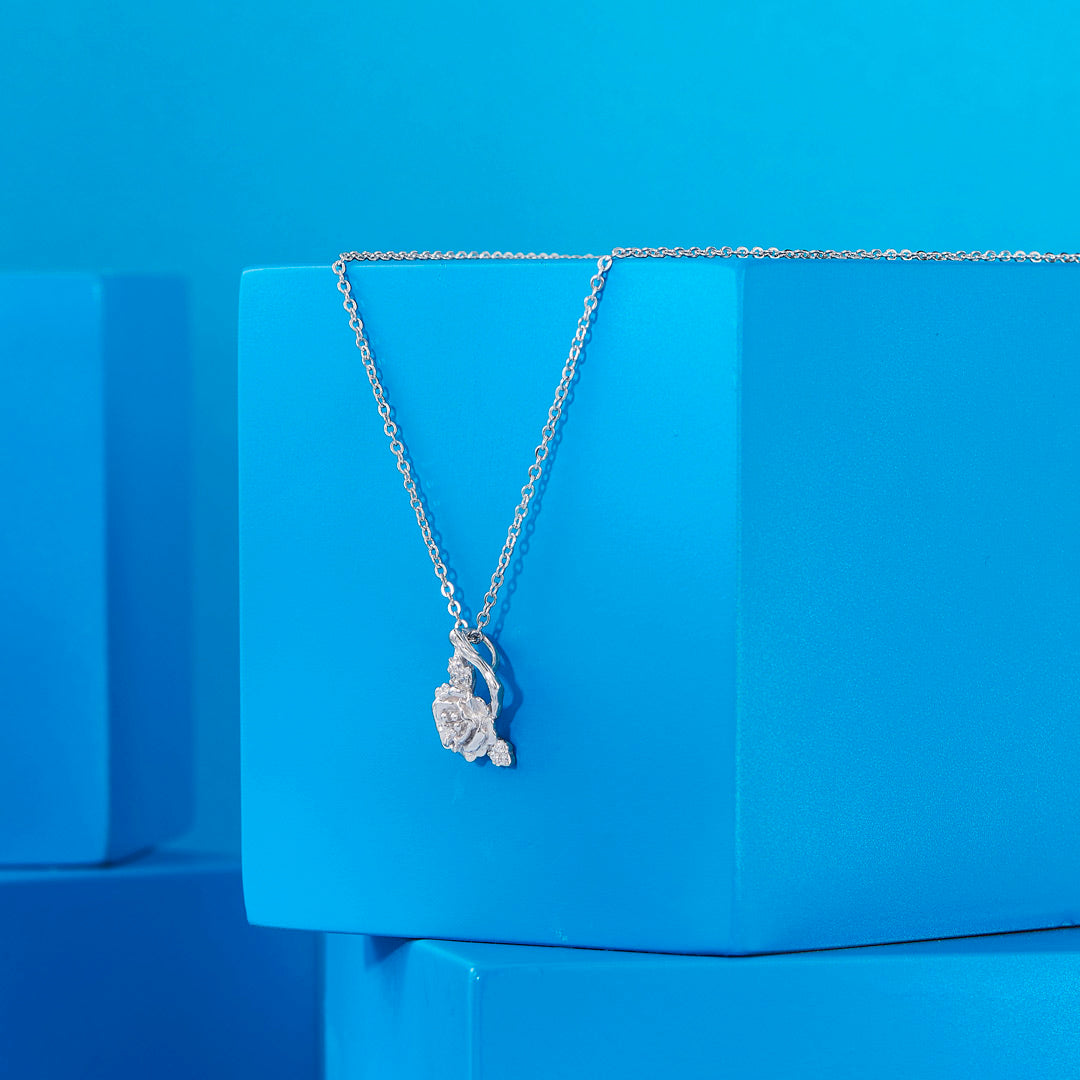 Blooming Rose Silver Modern Necklace