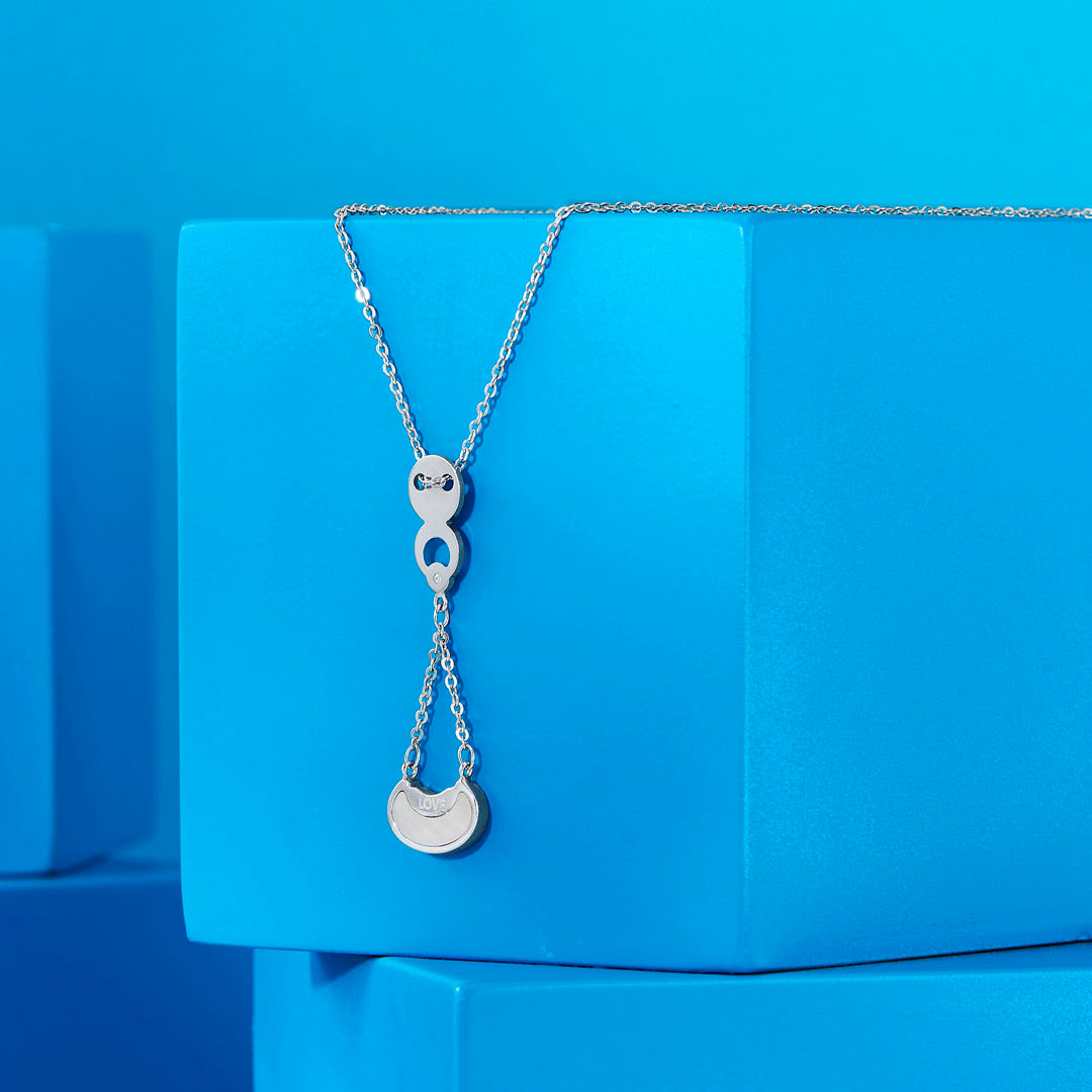 Arc Glow Silver Modern Necklace
