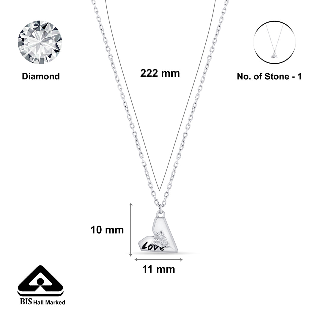 Love Edge Silver Charm Necklace