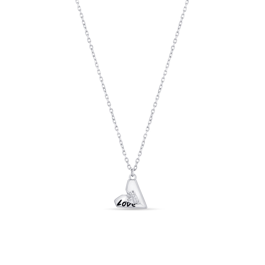 Love Edge Silver Charm Necklace