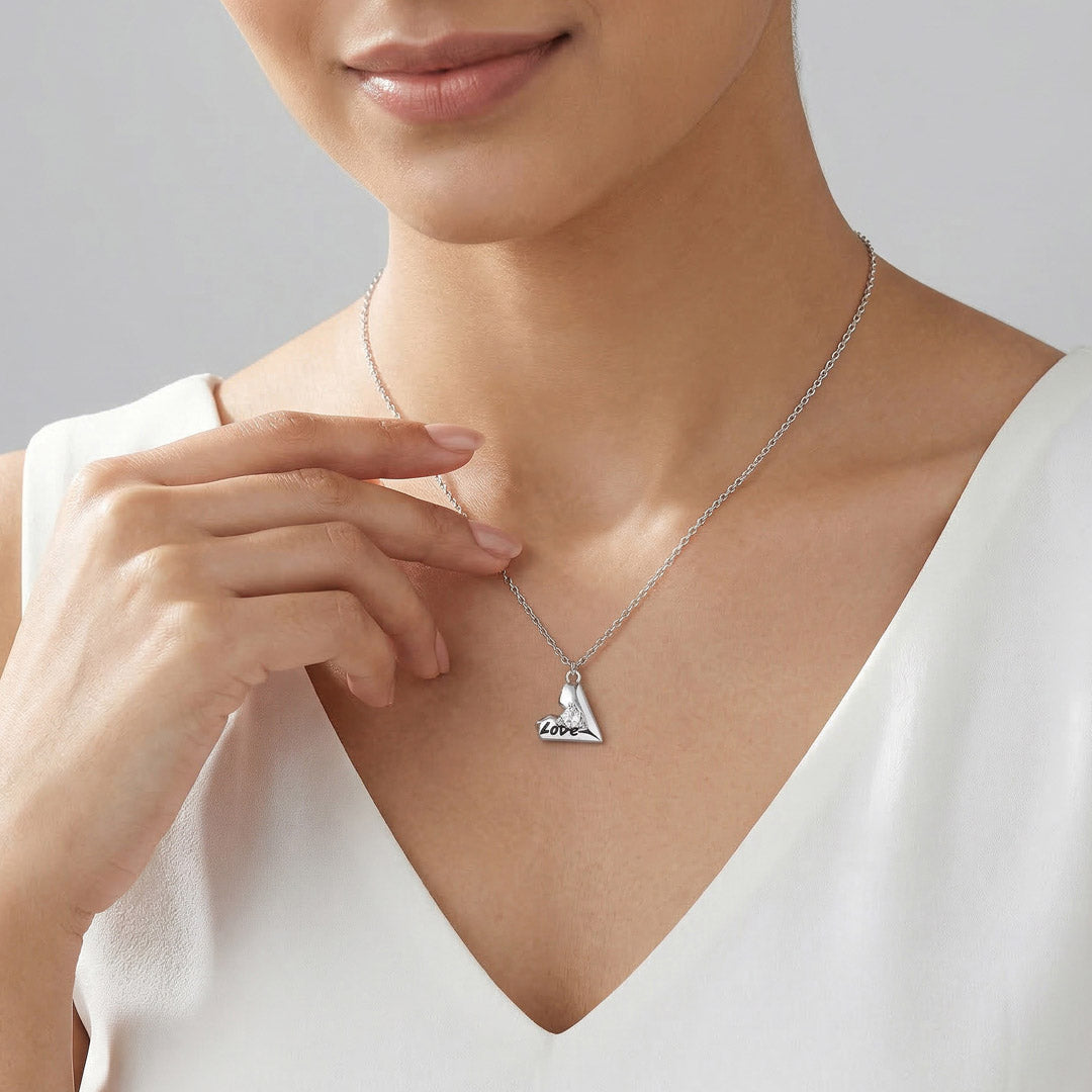 Love Edge Silver Charm Necklace