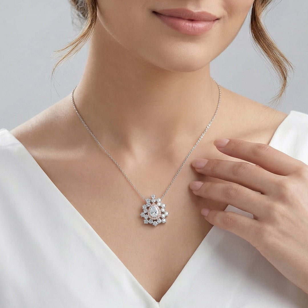 Regal Drop Silver Modern Necklace