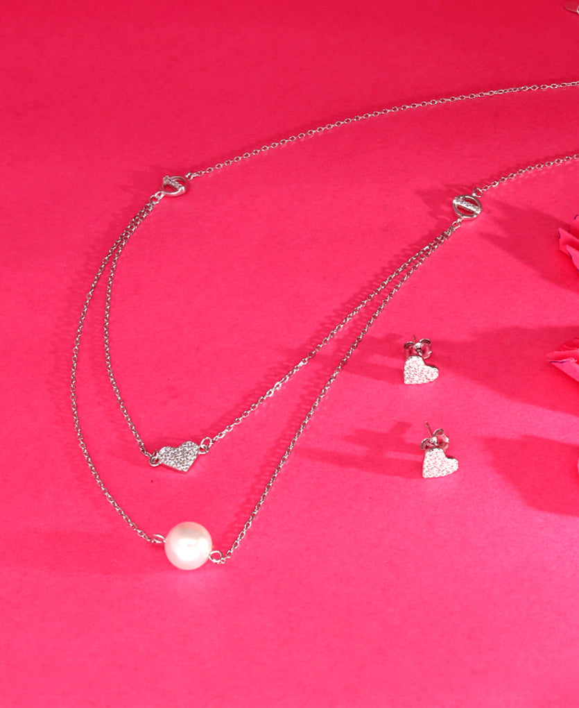 Pearl-Heart Harmony Necklace Set
