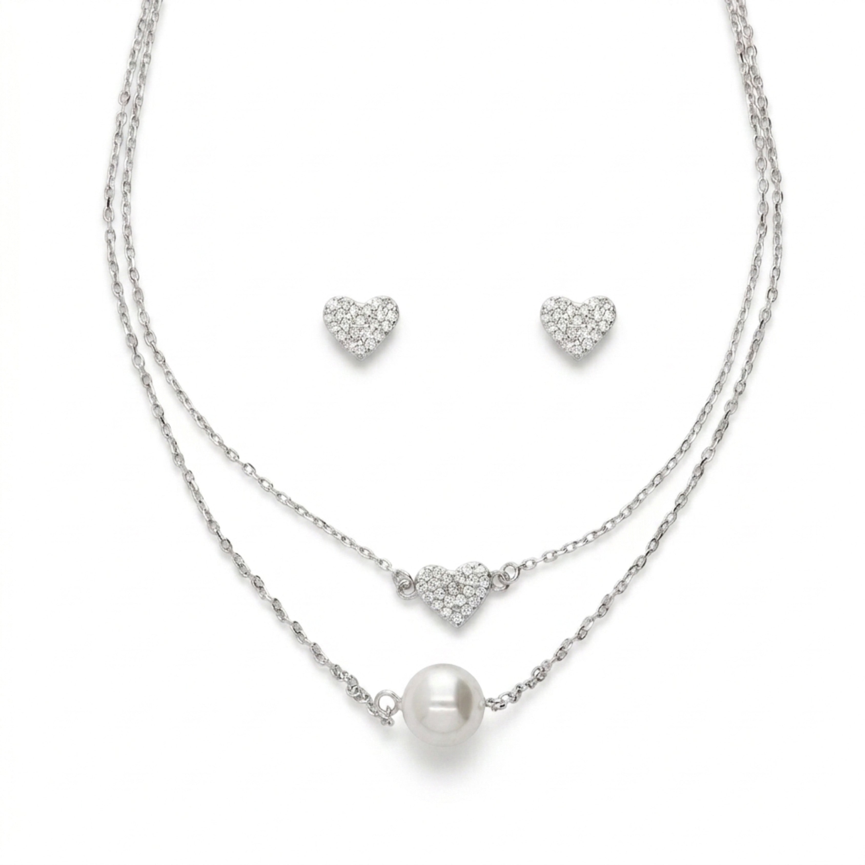 Pearl-Heart Harmony Necklace Set