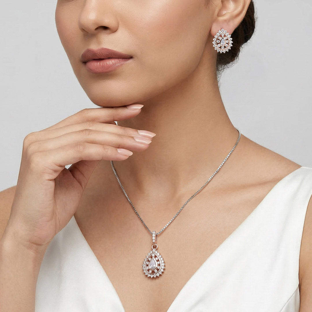 Roseate Drop Silver Pendant
