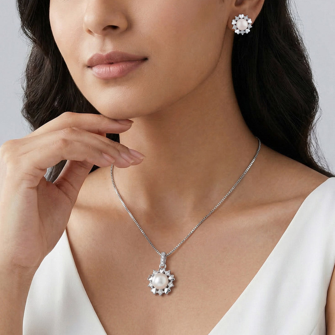 Heart & Pearl Silver Pendant