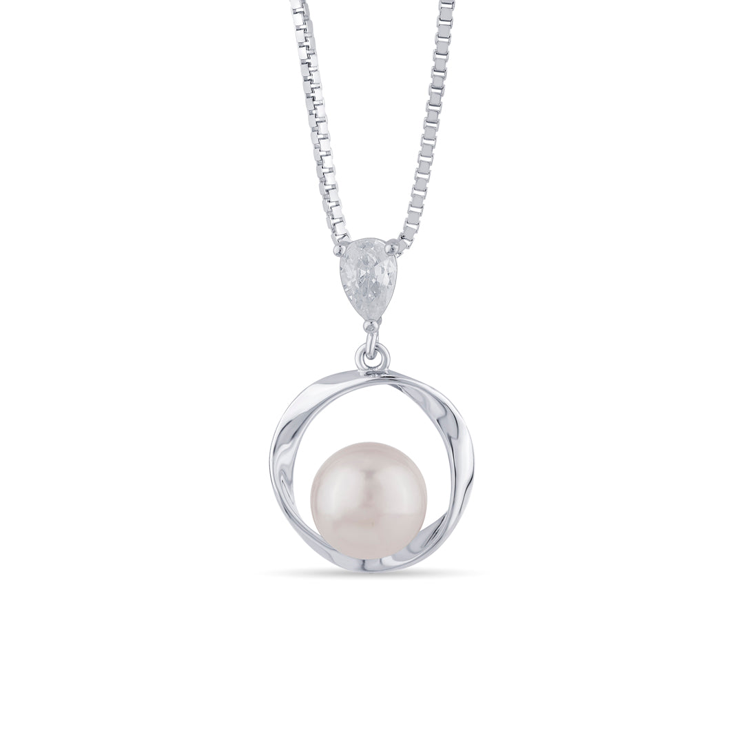 Pearl Loop Silver Pendant