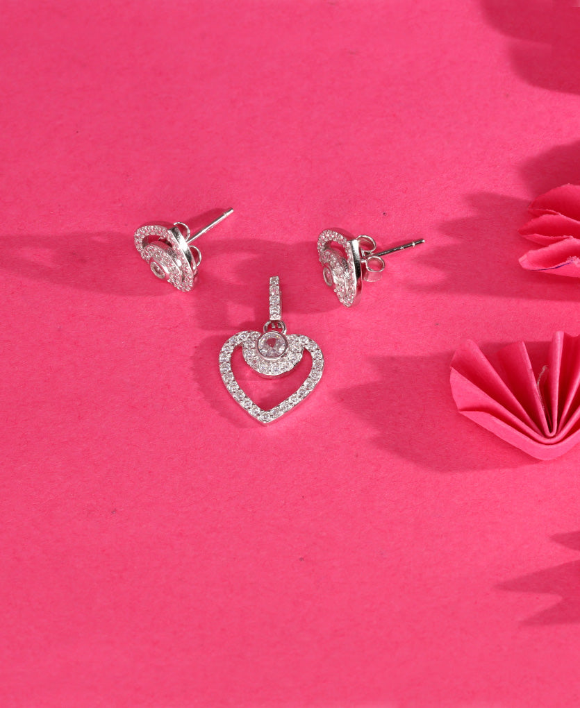 Heart Sparkle Pendant Set