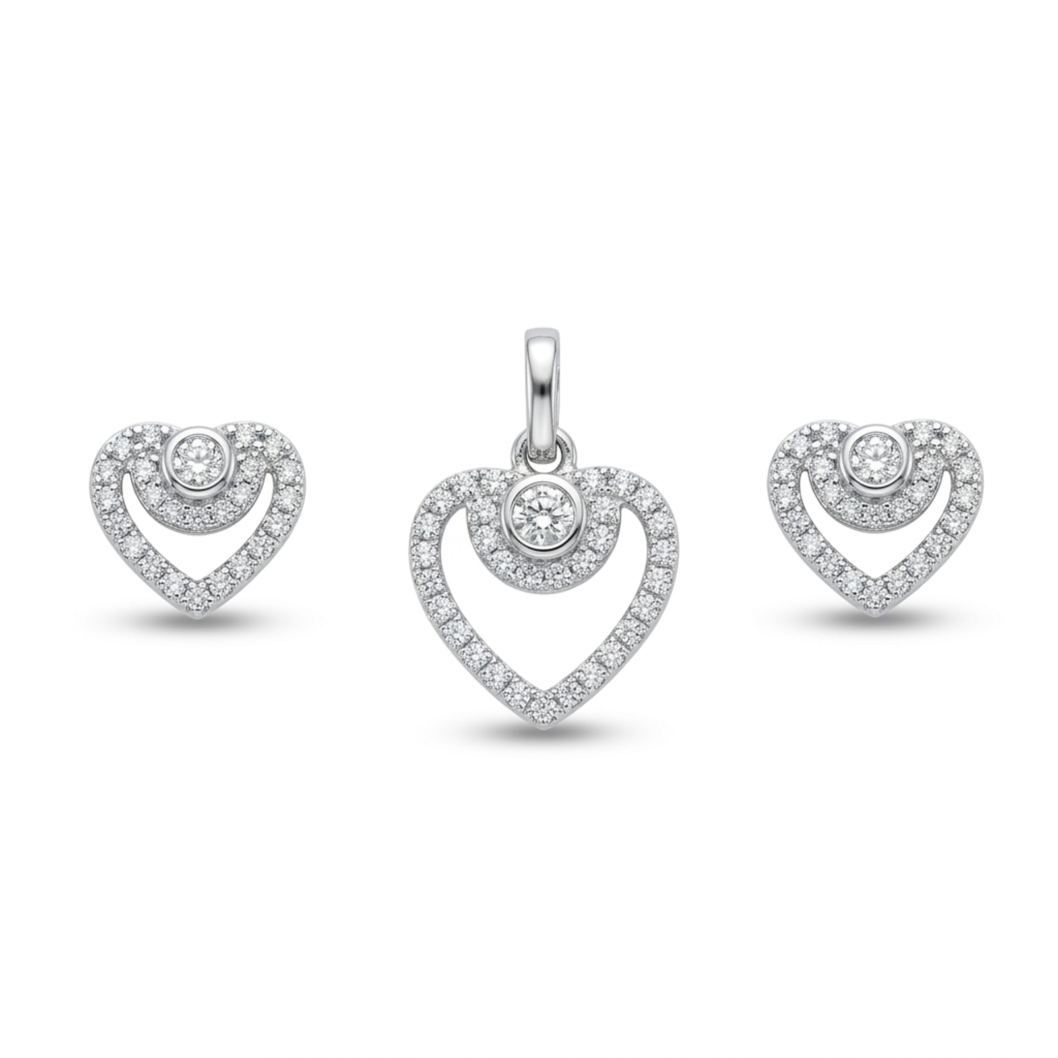 Heart Sparkle Pendant Set