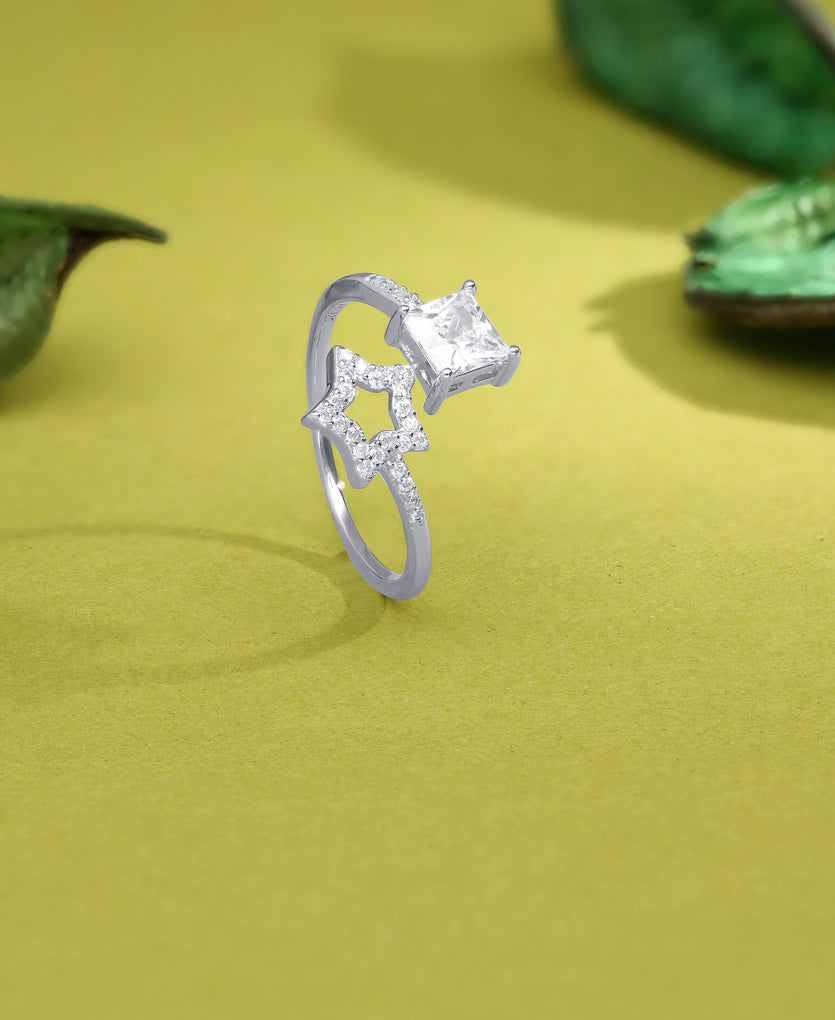 Sparkle Charm Silver Ring