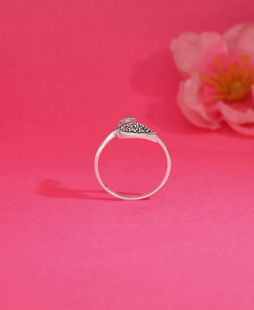 Crystal Charm Silver Ring