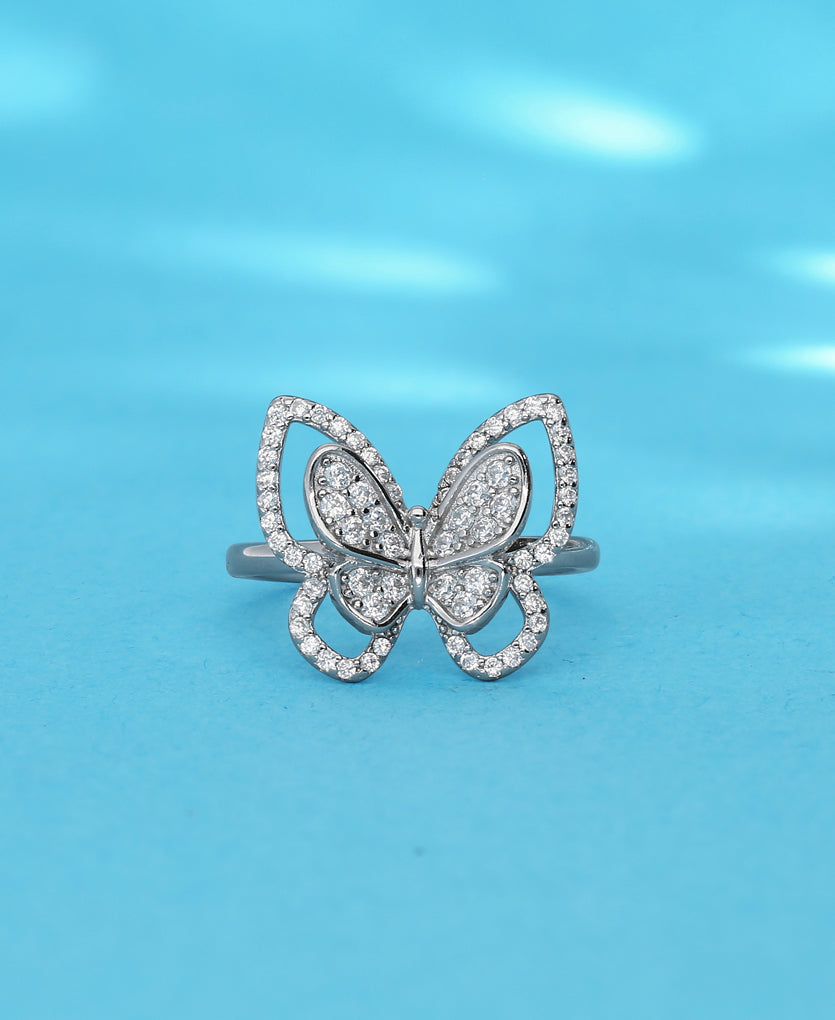 Butterfly Whimsy Silver Ring
