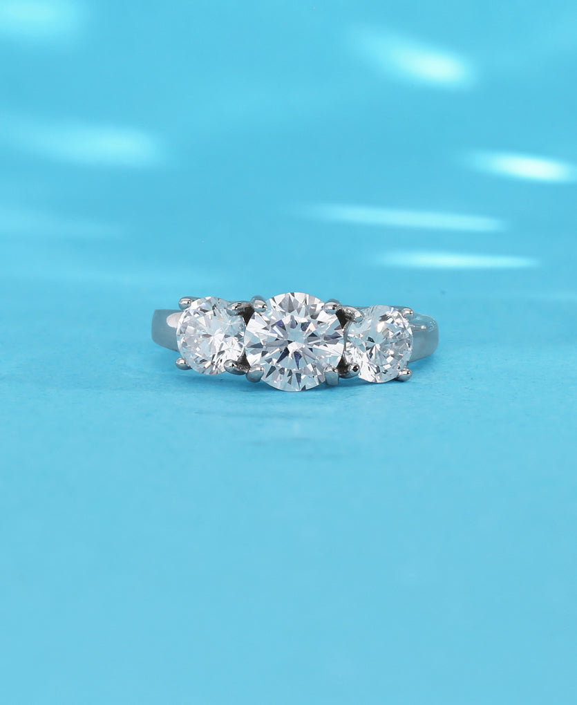 Frosted Trio Silver Ring