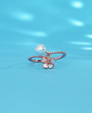 Pearl Kissed Blossom Silver Ring