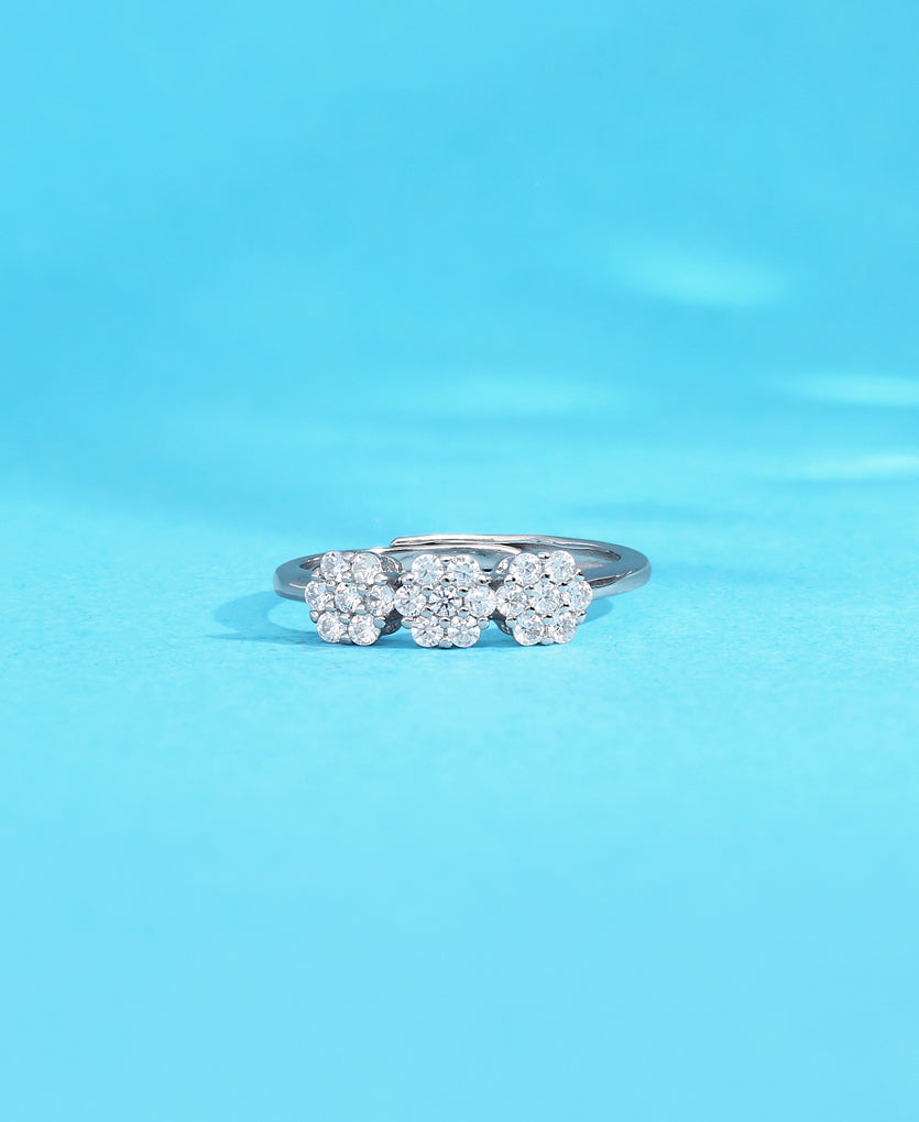 Petal Cascade Silver Ring