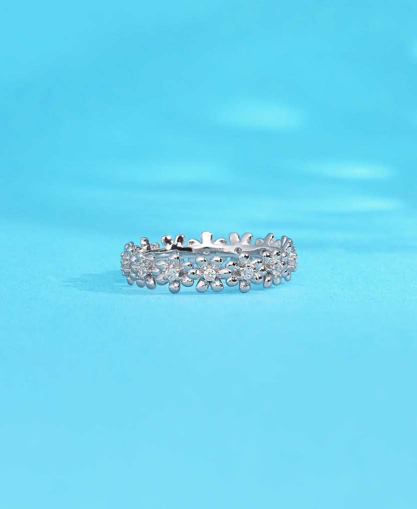 Camellia Crown Silver Ring