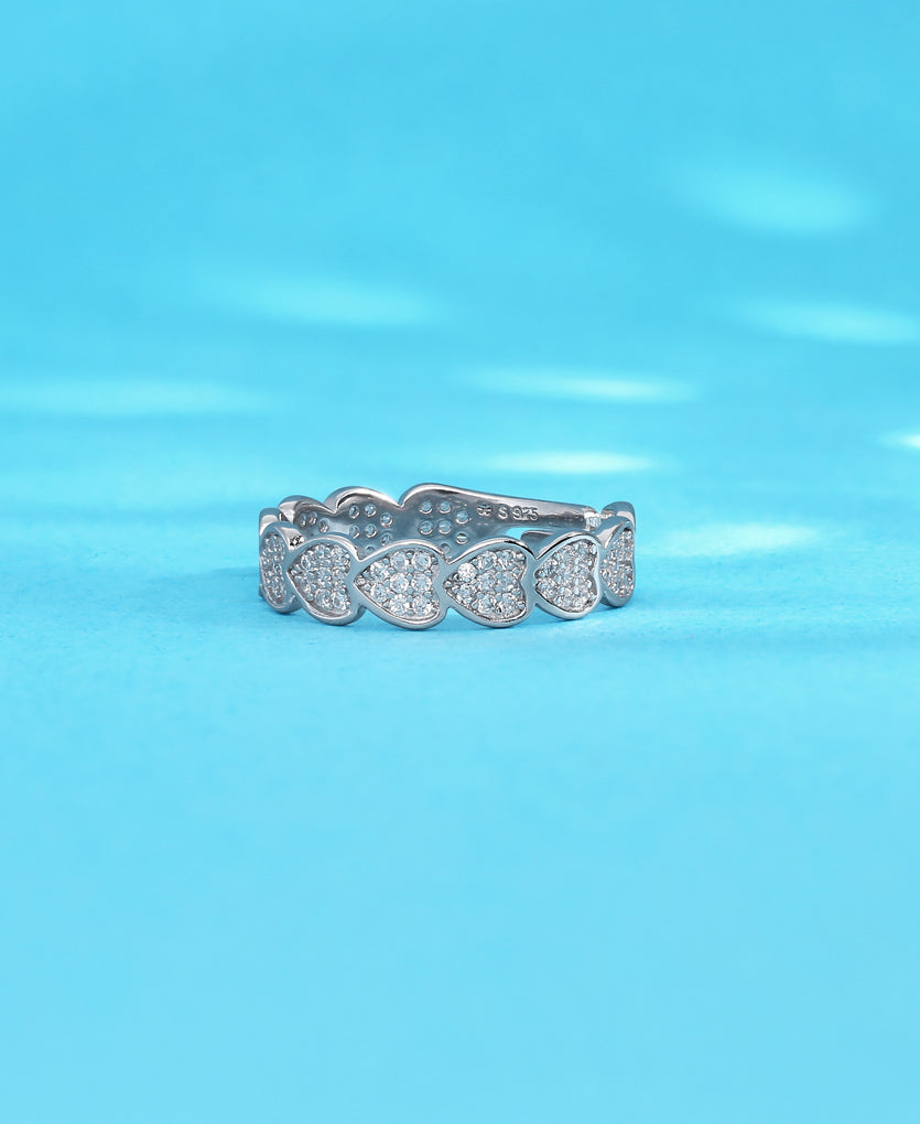 Heart Whispering Silver Crown Ring